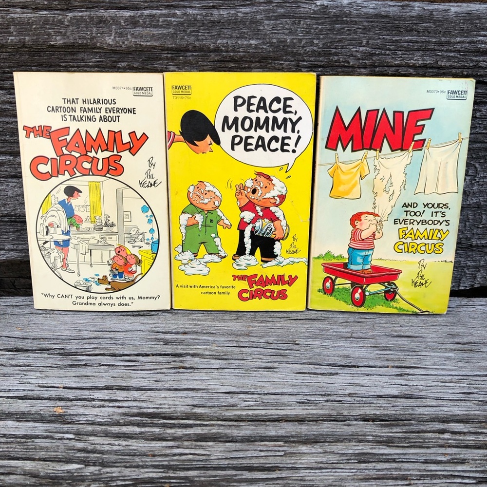 The Family Circus 3 book bundle Cartoon strip Fawcett World Library 1966 ‘69 ‘75